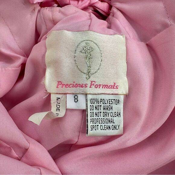 PRECIOUS FORMALS Pink Beaded Formal Dress Size 8 - Picture 6 of 17